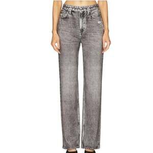 rag & bone Miramar Wide Leg Printed Sweatpant Jeans Grey Size 28 Raven (shea)